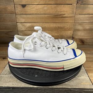 Converse Womens 9 Chuck 70 Ox Vintage Leather Shoes White/Converse Blue/Egret